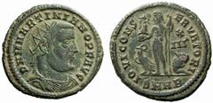 The Roman Empire Martinian, 324 No.: 229 Estimate: CHF 8000 d=22 mm Follis. Nicomedia 324, æ 4.20 g. D N M MARTINIANO P F AVG Radiate, draped and cuirassed bust r. Rev. IOVI CONS – ERVATORI Jupiter st