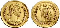 The Roman Empire Procopius, 365 – 366 No.: 269 Estimate: CHF 30000 d=22 mm Solidus, Constantinopolis 366, AV 4.47 g. D N PROCO – PIVS P F AVG Pearl-diademed, draped and cuirassed bust r. Rev. REPARATI