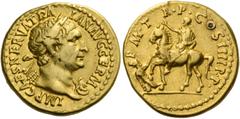 The Roman Empire Trajan, 98 – 117. Aureus 102, AV 5.85 g. IMP CAES NERVA TRA – IAN AVG GERM Laureate bust r., wearing aegis. Rev. P M T – R P COS IIII P P Emperor on horseback l., raising r. hand; bel