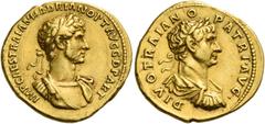 The Roman Empire Hadrian augustus, 117 – 134. Aureus 117-118, AV 7.12 g. IMP CAES TRAIAN HADRIAN OPT AVG G D PART Laureate and cuirassed bust of Hadrian r. Rev. DIVO TRAIANO – PATRI·AVG· Laureate, dra