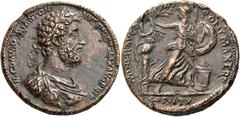 The Roman Empire Commodus augustus, 177 – 192. Medallion 190-192, Æ 45.41 g. M COMMODVS ANTONINVS PIVS FELIX AVG BRIT Laureate, draped and cuirassed bust r. Rev. MINER AVG P M TR P XVI IMP VIII COS VI