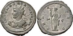 The Roman Empire Claudius II Gothicus, 268 – 270. Antoninianus, Cyzicus Middle 269. billon 3.38 g. IMP C M AVR CLAVDIVS AVG Radiate and cuirassed bust l., holding spear on r. shoulder. Rev. FEL[I]C[I]