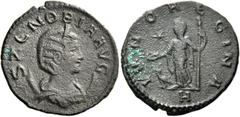 The Roman Empire Zenobia, mother of Vabalathus. Antoninianus, Emesa (?) late April – early Summer 272, billon 3.17 g. S ZENOBIA AVG Diademed and draped bust r. on crescent. Rev. IVNO REGINA Juno stand
