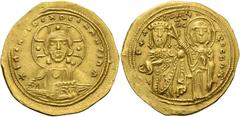The Byzantine Empire Michael VI Stratioticus, 1056 - 1057. Histamenon nomisma 1056-1057, AV 4.45 g. + IhS XIS ReX ReGNANTIhm Facing bust of Christ, nimbus with one pellet in each limb, wearing pallium