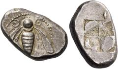 Greek coins Ionia, Ephesus. Drachm V century, AR 3.37 g. Bee seen from above. Rev. Quadripartite incuse square. SNG Kayhan 121. Rosen 571. Slightly off-centre, otherwise extremely fine Ex Harlan J. Be