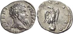 The Roman Empire Pertinax, 193. Divus Pertinax. Denarius 193, AR 2.85 g. Bare head r. Rev. Eagle standing facing on globe, with head l. and open wings. C 6. RIC S. Severus 24a. Rare. Old cabienet tone