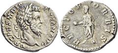 The Roman Empire Didius Julianus, 193. Denarius 28th March-1st June 193, AR 2.74 g. Laureate head r. Rev. Didius Julianus standing l., togate, holding globe and roll. C 15. RIC 3. Rare. Light iridesce