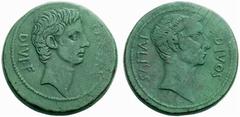 Roman Republic Struck Coinage The mint is Roma unless otherwise stated No.: 622 Estimate: CHF 3000 d=34 mm Octavianus. Bronze, Italy circa 38, æ 22.59 g. CAESAR – DIVI·F Bare head of Octavian r. Rev. 