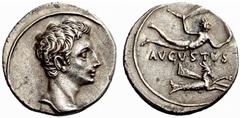 The Roman Empire The mint is Roma unless otherwise stated Octavian as Augustus, 27 BC – 14 AD No.: 636 Estimate: CHF 12000 d=20 mm Denarius, Colonia Patricia circa 18-16, AR 3.81 g. Bare head r. Rev. 