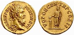 The Roman Empire The mint is Roma unless otherwise stated Pertinax, 1st January – 28 th March 193 No.: 750 Estimate: CHF 25000 d=21 mm Aureus 1st January-28th March 193, AV 7.21 g. IMP CAES P HELV – P