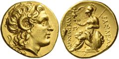 Greek Coins Kings of Thrace. Lysimachus, 323 – 281 Stater, Alexandria Troas circa 297/6-282/1, AV 8.51 g. Diademed head of deified Alexander r., with the horn of Ammon. Rev. ΒΑΣΙΛΕΩΣ – ΛΥΣΙΜΑXΟΥ Athen
