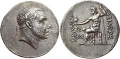 Greek Coins Kings of Pontus, Mithradates III, circa 220 – 196/5 Tetradrachm circa 220-196/5, AR 16.89 g. Diademed head of Mithradates r. Rev. BAΣIΛEΩΣ – MIΘPAΔATOY Zeus seated l., holding eagle in his