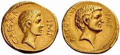 Roman Coins The Roman Republic No.: 35 Estimate: CHF 30000 d=21 mm Octavianus and Marcus Antonius. Aureus, mint moving with Octavian in South or Central Italy circa 40-39, AV 7.90 g. CAESAR – IMP Bare