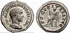 Roman Coins The Roman Empire Gordian I, 1st – 22nd April 238 No.: 126 Estimate: CHF 7000 d=22 mm Denarius 1st-22nd April 238, AV 2.95 g. IMP M ANT GORDIANVS AFR AVG Laureate, draped and cuirassed bust