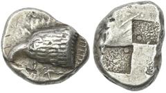 Greek Coins Paphlagonia, Sinope. Drachm circa 490-425, AR 18 mm, 6.10 g. Sylized head of sea eagle l. Rev. Double incuse squares. Dewing 2128. SNG Copenhagen 272. SNG Black Sea 1359. Old cabinet tone 