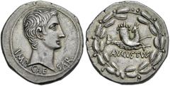 The Roman Empire Octavian as Augustus, 27 BC – 14 AD. Cistophoric tetradrachm, Ephesus (?) circa 25 BC, AR 26 mm, 11.97 g. IMP – CAE – SAR Bare head r. Rev. AVGVSTVS Cornucopia set on capricorn's back