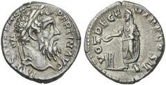 The Roman Empire Pertinax, 193. Denarius 193, AR 18 mm, 3.48 g. IMP CAES P HELV– PERTIN AVG Laureate head r. Rev. VOT DECE – N TR P COS II Pertinax, veiled and togate, sacrificing out of patera over t