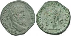 The Roman Empire Pertinax, 193. Sestertius 193, Æ 33 mm, 25.43 g. IMP CAES P HELV – PERTINAX AVG Laureate head r. Rev. LAETITIA TEMPORVM COS II Laetitia standing l., holding wreath and sceptre. In fie