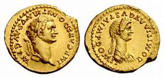 The Roman Empire Domitian augustus, 81 – 96 Aureus 82-83, AV 7.75 g. IMP CAESAR DOMITIANVS AVG P M Laureate head of Domitian r. Rev. DOMITIA AVGVSTA IMP DOMIT Draped bust of Domitia r. C Domitian and 