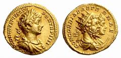The Roman Empire Caracalla augustus, 198 – 217 Aureus 201, AV 7.28 g. ANTONINVS PIVS AVG – PON TR P IIII Laureate, draped and cuirassed bust of Caracalla r. Rev. CONCORDIAE AETERNAE Jugate busts r. of