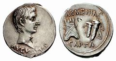 The Barry Feirstein Collection Part IV The Roman Empire Octavian as Augustus, 27 BC – 14 AD Denarius, Pergamum circa 19-18 BC, AR 3.99 g. AVGVSTVS Bare head r. Rev. ARMENIA / CAPTA Tiara and bow case 