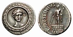 The Barry Feirstein Collection Part IV The Roman Empire Octavian as Augustus, 27 BC – 14 AD L. Mescinius Rufus. Denarius 16 BC, AR 3.90 g. [S CO]B R P CVM SALVT IMP CAESAR AVG[VS CONS] Facing head, sl