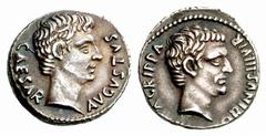 The Barry Feirstein Collection Part IV The Roman Empire Octavian as Augustus, 27 BC – 14 AD C. Sulpicius Plaetorinus. Denarius 13 BC, AR 3.87 g. CAESAR – AVGVSTVS Bare head of Augustus r. Rev. M AGRIP