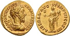 The Roman Empire Marcus Aurelius augustus, 161 – 180 Aureus 174-175, AV 7.32 g. M ANTONINVS AVG – GERM TR P XXIX Laureate, draped and cuirassed bust r. Rev. LIBERAL AVG VI IMP VII COS III Liberalitas 