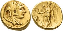 Greek Coins Seleucid kings, Seleucus I Nicator, 312-280 Double daric, Ecbatana circa 300-298, AV 16.51 g. Deified bust of Alexander r., wearing elephants skin headdress. Rev. Nike standing l., holding