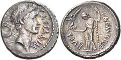 The Roman Republic C. Iulius Caesar with L. Aemilius Buca. Denarius 44, AR 4.30 g. CAESAR·IM – P – M Wreathed head of Caesar r.; behind, crescent. Rev. L·AEMILIVS – BVCA Venus standing l., holding sce