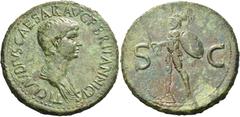 The Roman Empire Britannicus, son of Claudius Sestertius, Thracian mint circa 50-54, Æ 27.43 g. TI CLAVDIVS CAESAR AVG F BRITANNICVS Bare-headed and draped bust r. Rev. S –C Mars, helmeted and cuirass