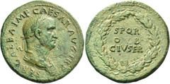 The Roman Empire Galba, 68 – 69 Sestertius, October 68, Æ 23.89 g. SER GALBA IMP CAESAR AVG TR P Laureate and draped bust r. Rev. S P Q R / OB / CIV SER within oak-wreath. C 294. BMC 114. Kraay, NNM 1