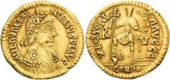Migration of the Germanic Tribes The Visigoths Pseudo-Imperial Coinage. In the name of Valentinian III, 425-455. Solidus, uncertain mint in Gaul circa 439-455, AV 4.37 g. Blundered legend; Rosette-dia