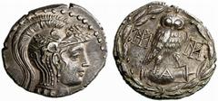 A remarkable selection of Greek Coins Attica, Athens Tetradrachm circa 86-84, AR 16.75 g. Head of Athena r., wearing Attic crested helmet decorated with Pegasus on bowl and small quadriga on visor. Re