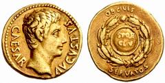 An interesting selection of Roman Gold Coins from the B.d.B Collection The Roman Empire Octavian as Augustus, 27 BC – 14 AD Aureus, Colonia Patricia 19 BC, 7.79 g. CAESAR – AVGVSTVS Bare head r. Rev. 