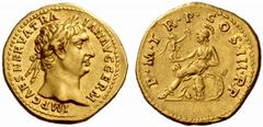 An interesting selection of Roman Gold Coins from the B.d.B Collection The Roman Empire Trajan, 98 – 117 Aureus 100, 7.35 g. IMP CAES NERVA TRA – IAN AVG GERM Laureate head r. Rev. P M TR P COS III P 