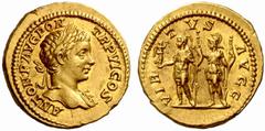 An interesting selection of Roman Gold Coins from the B.d.B Collection The Roman Empire Caracalla augustus, 198 – 217 Aureus 203, 7.38 g. ANTON P AVG PON – TR P VI COS Laureate bust r., with aegis. Re