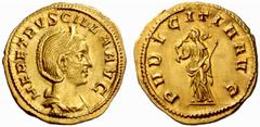 An interesting selection of Roman Gold Coins from the B.d.B Collection The Roman Empire Herennia Etruscilla, wife of Trajan Decius Aureus 249-251, 4.89 g. HER ETRVSCILLA AVG Diademed and draped bust r