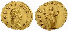 An interesting selection of Roman Gold Coins from the B.d.B Collection The Roman Empire Gallienus, 253 – 268 Quinarius 262, 1.10 g. GALLIENVS AVG Laureate head r. Rev. FIDES MIL – ITVM Fides standing 