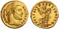 An interesting selection of Roman Gold Coins from the B.d.B Collection The Roman Empire Galerius Maximianus augustus, 305 – 311 Aureus, Ticinum circa 305, 4.86 g. MAXIMIA – NVS P F AVG Laureate head r