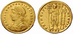 An interesting selection of Roman Gold Coins from the B.d.B Collection The Roman Empire Constantius II caesar, 324 – 377 Solidus, Constantinopolis 336-337, 4.33 g. FL – IVL CONSTANTIVS NOB CAES Laurea