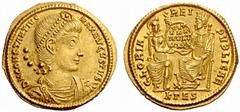 An interesting selection of Roman Gold Coins from the B.d.B Collection The Roman Empire Constantius II augustus, 337 – 361 Solidus, Thessalonica 355-361, 4.57 g. D N CONSTANTIVS – MAX AVGVSTVS Pearl d
