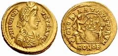 An interesting selection of Roman Gold Coins from the B.d.B Collection The Roman Empire Honorius, 393 – 423 Semissis 407, 2.20 g. D N HONORI – VS P F AVG Pearl diademed, draped and cuirassed bust r. R