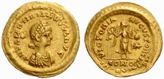 An interesting selection of Roman Gold Coins from the B.d.B Collection The Roman Empire Valentinian III, 425 – 455 Tremissis, Constantinopolis 425-429, 1.43 g. D N VALENTINIANVS P F AVG Pearl-diademed