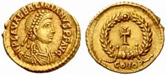An interesting selection of Roman Gold Coins from the B.d.B Collection The Roman Empire Valentinian III, 425 – 455 Tremissis, Ravenna and or Roma circa 455, 1.48 g. D N VALENTINIANVS P F AVG Pearl dia