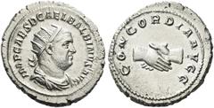 Roman Empire Roman Empire. Balbinus, 22 April – 29 July 238. Antoninianus 238, AR 5.16 g. IMP CAES D CAEL BALBINVS AVG Radiate, draped and cuirassed bust r. Rev. CONCORDIA AVGG Two clasped hands. C 3.