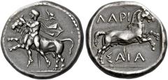 The Collection of Greek coins of a Man in Love with Art Part III Larissa. Drachm circa 440-400, AR 5.70 g. Youthful hero wrestling bull l. Rev. ΛAPI – ΣAIA Horse galloping r. Herrmann pl. 3, 20. James