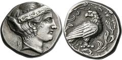 The Collection of Greek coins of a Man in Love with Art Part III Elis, Olympia. Stater, Hera mint 376, 101st Olympiad, AR 12.17 g. F – A Head of Hera r., wearing stephane ornamented with six palmettes