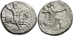 The Collection of Greek coins of a Man in Love with Art Part III Satraps of Caria, Artaxexes III Ochus, 359/8 – 338. Tetradrachm, uncertain mint circa 340, AR 14.80g. The Great King in kneeling-runnin