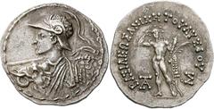 The Collection of Greek coins of a Man in Love with Art Part III Lysias, circa 120 – 110. Tetradrachm, Pushkalavati circa 120-110, AR 16.84 g. Bust of Lysias l., seen from behind, wearing crested Boeo